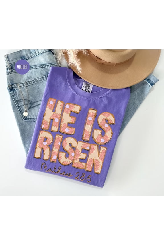 Floral Easter Shirt He Is Risen Christian TShirt Retro He Is Risen Tee Floral Jesus Shirt