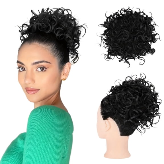 Floral Elastic Drawstring Small Roll Wig for Women - Effortless Messy Curly Hairstyle