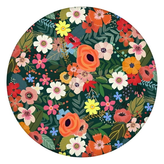 Floral Elastic Tablecloth for Round Tables, Soft Polyester with Water-Resistant Finish, Perfect for Everyday Use or Seasonal Decor, Fits 44-52 Inch