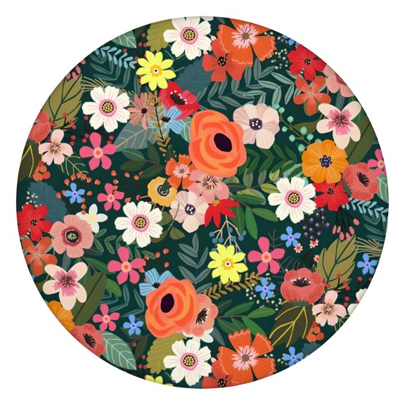 Floral Elastic Tablecloth for Round Tables, Soft Polyester with Water-Resistant Finish, Perfect for Everyday Use or Seasonal Decor, Fits 44-52 Inch