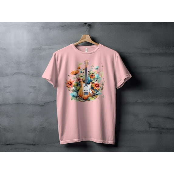 Floral Electro Guitarist Guitar Player Gift T-Shirt Women Men Kids Women's Tee Musician Rocker Bass Musician Rock Band Guitarist Band Shirt