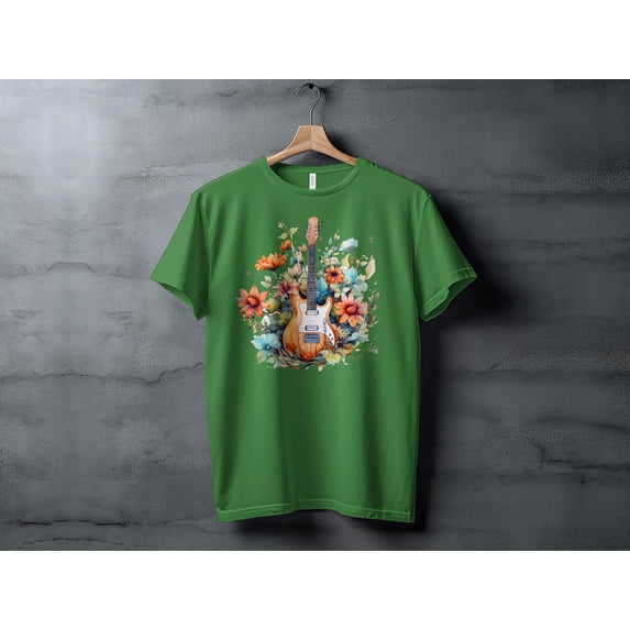 Floral Electro Guitarist Guitar Player Gift T-Shirt Women Men Kids Women's Tee Musician Rocker Bass Musician Rock Band Guitarist Band Shirt