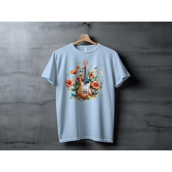 Floral Electro Guitarist Guitar Player Gift T-Shirt Women Men Kids Women's Tee Musician Rocker Bass Musician Rock Band Guitarist Band Shirt