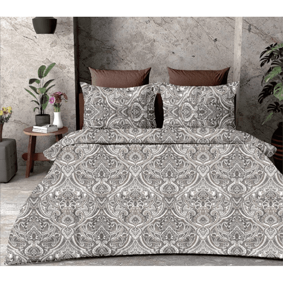 Floral Elegance Bed Cover - Grey