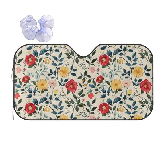 Floral Elegance Car Windshield Sun Shade Universal Fit Auto Sun Visor Protector