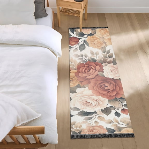 Floral Elegant Pattern Bedroom Runner Rug 2'x 6' Non Slip Carpet Indoor Home Area Rug Living Room