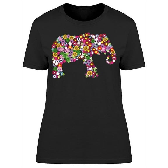 Floral Elephant Art T-Shirt Women -Image by Shutterstock, Female Large