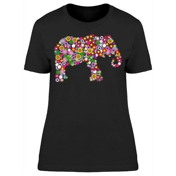 Floral Elephant Art T-Shirt Women -Image by Shutterstock, Female Medium