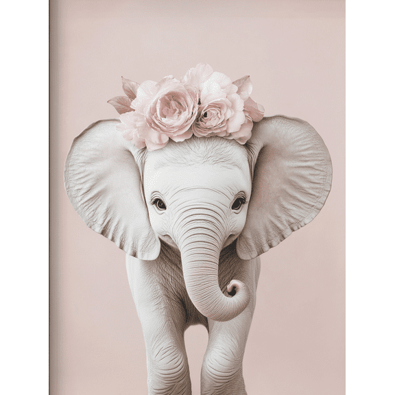 Floral Elephant Canvas Print/Wall ArtSuitable for Living Room Bedroom Nursery Bathroom and Office Decoration.