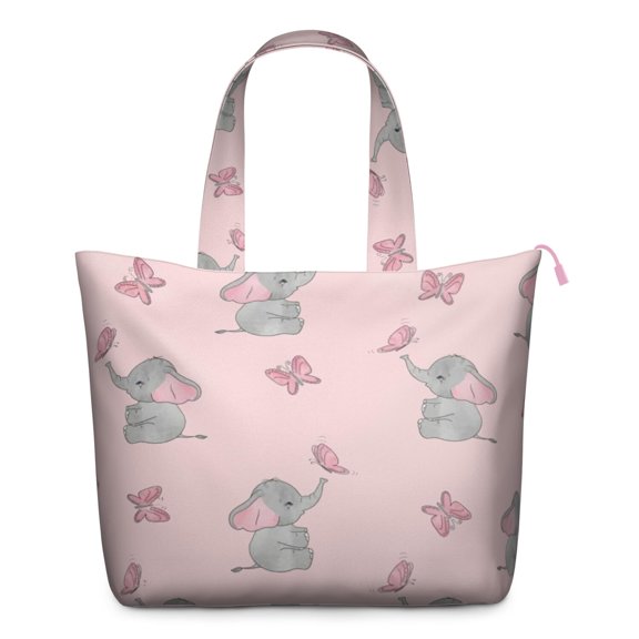 Floral Elephant Pattern Travel Duffel Bag, Abstract Boho Artistic Watercolor Design Tote for Women, Lightweight Weekender for Yoga, Gym, and Hiking