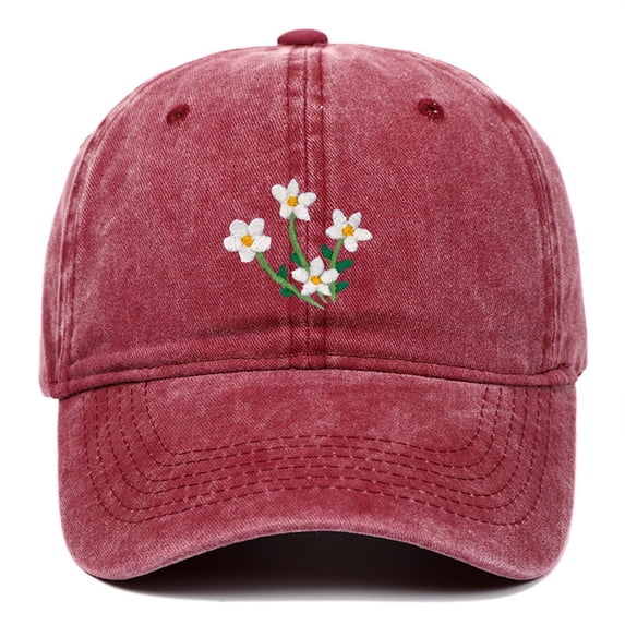 Floral Embroidered Baseball Cap,Elegant Casual Peaked Hat,Outdoor Sun Protection Cap,Elegant Floral Embroidered Baseball Cap Delicate Embroidere Lightweight Breathable Peaked Hat for Dress,Wine