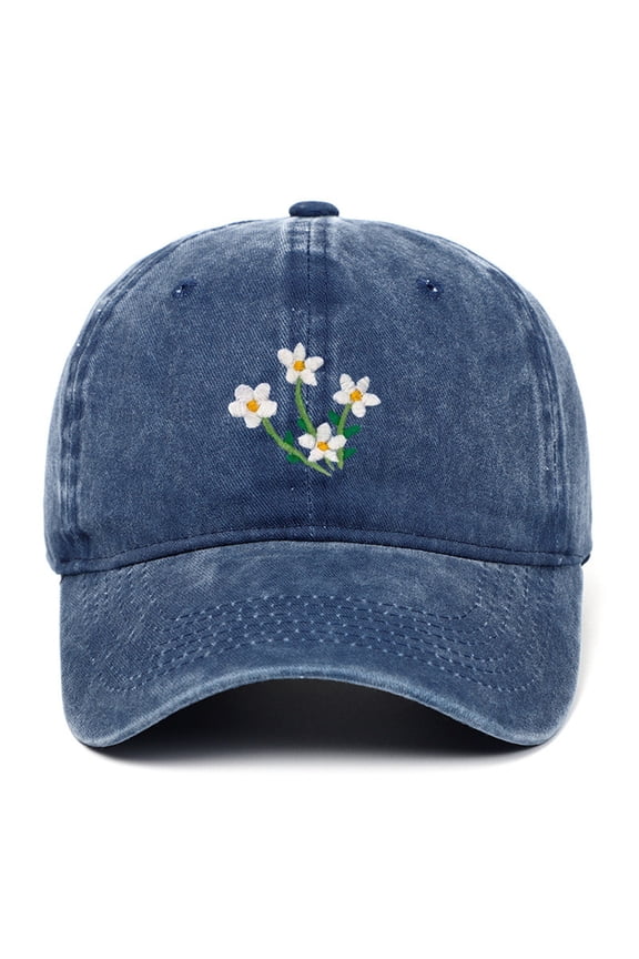 Floral Embroidered Baseball Cap,Elegant Casual Peaked Hat,Outdoor Sun Protection Cap,Elegant Floral Embroidered Baseball Cap Delicate Embroidere Lightweight Breathable Peaked Hat for Dress,Navy
