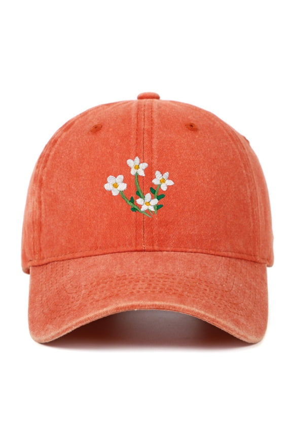 Floral Embroidered Baseball Cap,Elegant Casual Peaked Hat,Outdoor Sun Protection Cap,Elegant Floral Embroidered Baseball Cap Delicate Embroidere Lightweight Breathable Peaked Hat for Dress,Orange
