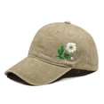 thumbnail image 1 of Floral Embroidered Baseball Cap,Washed Cotton Dad Hat,Adjustable Casual Cap,Elegant Floral Embroidered Baseball Cap Washed Cotton Adjustable Soft Breathable Casual Peaked Hat for Outdoor,Khaki, 1 of 7
