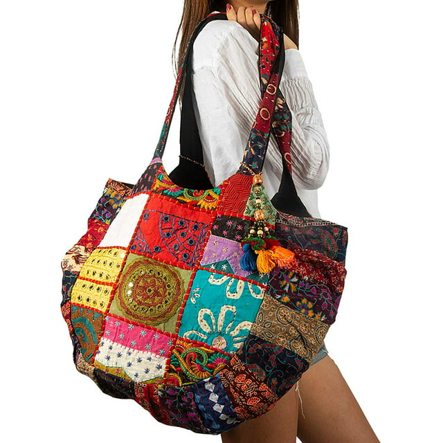 Floral Embroidered Boho Tote Shoulder Bag Large Fashion Beach Women ...