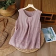 thumbnail image 1 of Floral Embroidered Cotton Linen Shirts for Women Summer 3/4 Sleeve Gauze Boho Tops Ladies Dressy Casual Loose Blouses Purple 2XL, 1 of 4