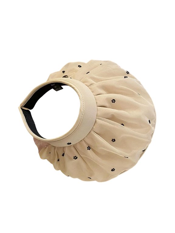 Floral Embroidered Open‑Top Shell Sun Visor Hat, Adjustable 21.65" Head Circumference, UV Protection Summer Outdoor Women’s Beach Cap