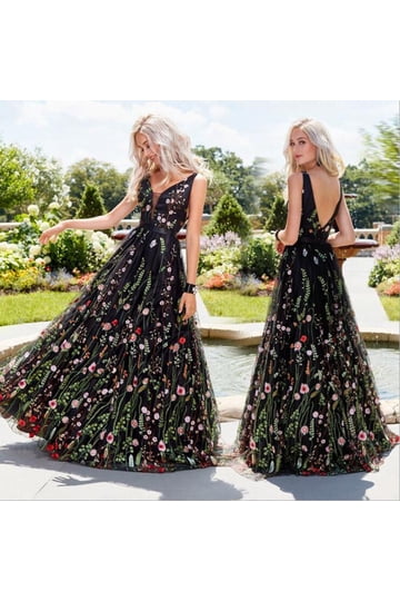 black embroidered dress Kendra Midi  35% Metallised fibre. Abundance Cotton Floral Embroidered Bodice
