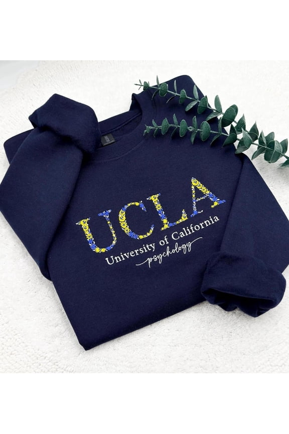 Floral Embroidered University Sweatshirt, Custom College Crewneck, School Apparel, Custom Embroidered Sweatshirt