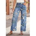 thumbnail image 1 of Floral Embroidered Wide-Leg Denim Jeans, 1 of 1