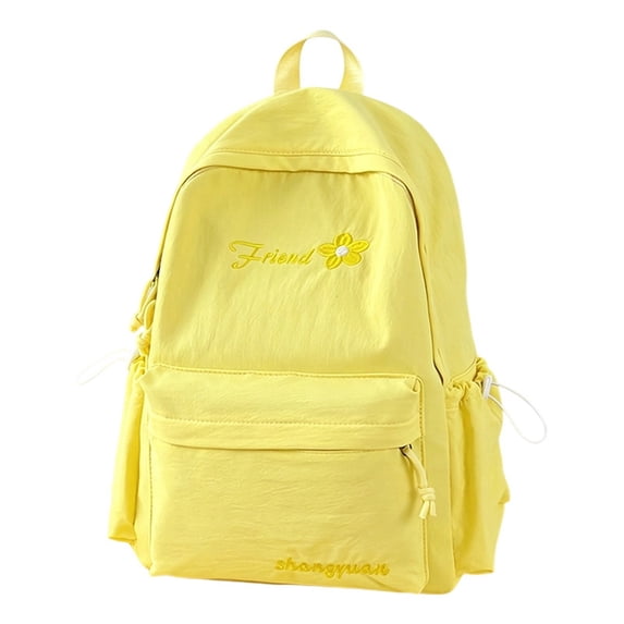 Floral Embroidery Backpack 17 In Large Capacity Nylon Lightweight Daypack, Multi-Pocket Casual Rucksack for Campus,