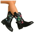 thumbnail image 1 of Floral Embroidery Cowboy Boots for Women Pull on Round Toe Western Booties Fashion Strap Ankle Boots, 1 of 8