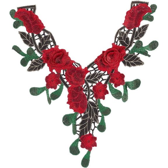 Floral Embroidery Fabric Patch Polyester Sticker Stitching Applique Gothic Decoration for DIY Wedding Evening Dresses Prom Black (AJEW-WH0314-25-US6) Colorful