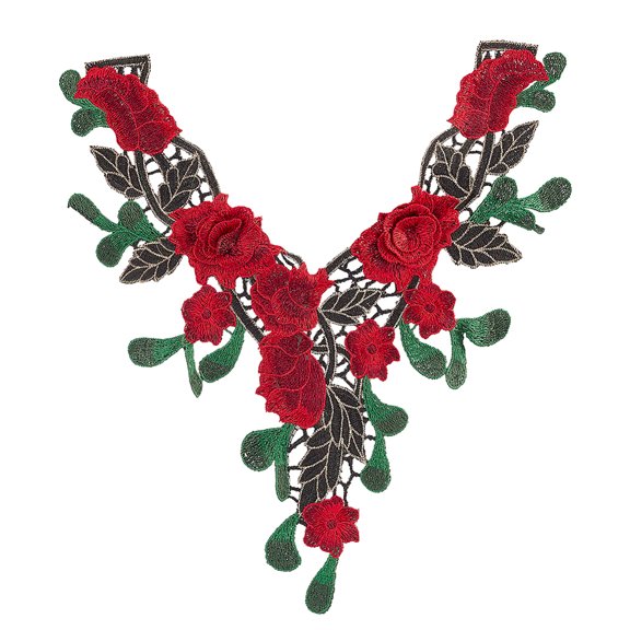 Floral Embroidery Fabric Patch Polyester Sticker Stitching Applique Gothic Decoration