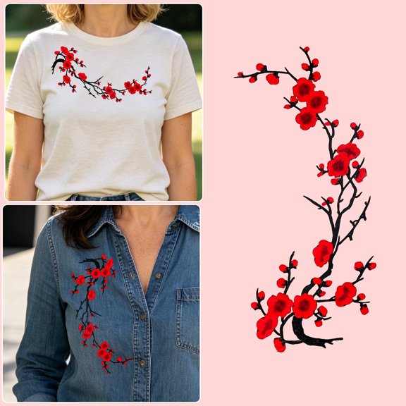 Floral Embroidery Patch, Vintage Iron On Embroidered Applique for Clothing Jackets Bags DIY Decoration and Repair