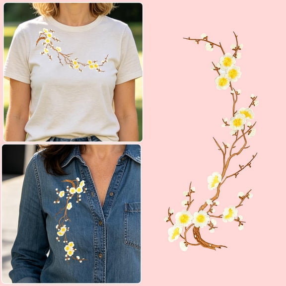 Floral Embroidery Patch, Vintage Iron On Embroidered Applique for Clothing Jackets Bags DIY Decoration and Repair