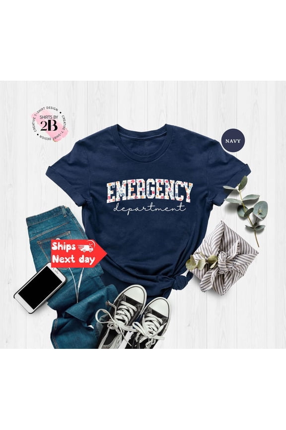 Floral Emergency Department Shirt, Er Nurse Gift, Er Nurse T-Shirt, Ed Staff Gifts, Emergency Room Crew Gifts, Emergency Department Gift Tee