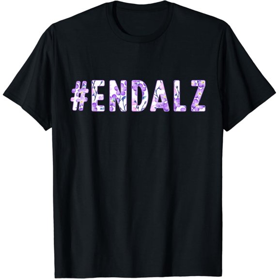 Floral End Alz Alzheimer's Awareness Purple Butterfly Flower Graphic T-Shirt, Size S-5XL