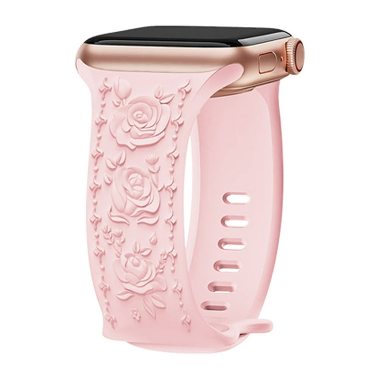 Floral Engraved Band Compatible with Apple Watch Band 38mm 40mm