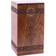 thumbnail image 1 of Floral Engraved Tree Wooden Cremation Urns for Human Ashes Adult Large - Wooden Burial Urn for Columbarium - Funeral Urn Box (250 Cubic Inches - Rosewood, Tree Life), 1 of 3
