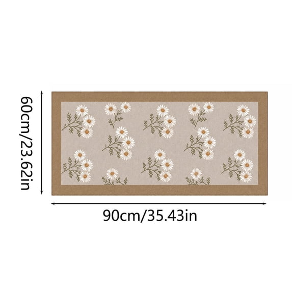 Floral Entry Rug, Washable Indoor Mats for Front Door Non-Slip Porch Rug Beige Vintage Farmhouse Throw for Living Room Bedroom Office Porch Decor 24X35in