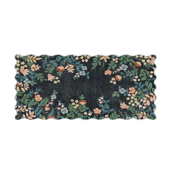 Floral Entry Rug, Washable Non Boho Spring Door Mat for Indoor Outdoor Front Porch Entryway Living Room Kitchen Decor(Navy,60x90cm/24x35in)