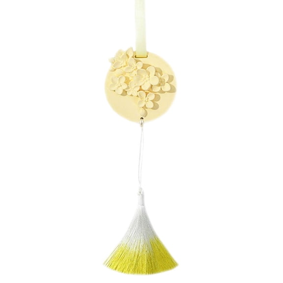 Floral Essential Oil Diffuser, Charming Ceramic Floral Air Fresher with Tassel, Reusable Plaster Passive Hanging Closet Deodorizer for Home, Car, Wardrobes, Living Room, Housewarming Gift (Yellow)
