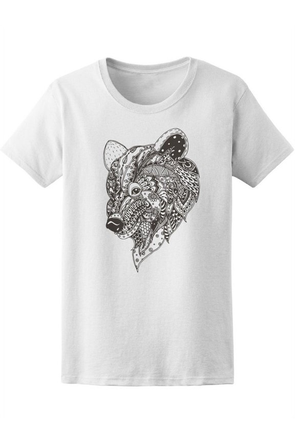 Floral Ethnic Zen Doodle Bear T-Shirt Women -Image by Shutterstock, Female Large