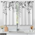 thumbnail image 1 of Floral Eucalyptus Kitchen Curtains - Grey Spring Watercolor Plant Leaves Botanical Tier Cafe Curtains for Bathroom Living RV Country Rod Pocket Window Drapes 36 Inch 2 Panels Set 28"x36", 1 of 5