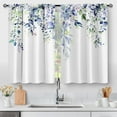 thumbnail image 1 of Floral Eucalyptus Kitchen Curtains - Spring Watercolor Plant Leaves with Floral Botanical Tier Cafe Curtains for Bathroom Living RV Rod Pocket Window Drapes 36 Inch 2 Panels Set 28"x36", 1 of 5