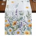 thumbnail image 1 of Floral Eucalyptus Leaves 36 Inch Table Runner, Daisy Summer Botanical Watercolor Farmhouse Dresser Scarf Cotton & Linen Tablerunner for Dining/Kitchen Island/Holiday Party Décor Small 13" x 36", 1 of 9