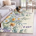 thumbnail image 1 of Floral Eucalyptus Leaves Area Rugs 4'x6', Washable Small Throw Rugs for Office Bathroom, Daisy Summer Botanical Pastoral Indoor Outdoor Rug Non-Slip Low Pile Carpet Runner Reversible Floor Mats, 1 of 8