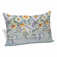 thumbnail image 1 of Floral Eucalyptus Leaves Pillow Covers, Linen Long Throw Pillow Case, Daisy Summer Botanical Wooden Holiday Pillow Protector Decorative Cushion Cover for Living Room/Bedroom 20" x 36", 1 of 8