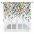 thumbnail image 1 of Floral Eucalyptus Leaves Swag Curtains for Kitchen/Bedroom/Living Room, Summer Botanical Watercolor Daisy Scalloped Curtains 63 Inch Long, Window Swag Topper Curtains Valances 2 Panels Set 36"x63", 1 of 8