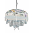 thumbnail image 1 of Floral Eucalyptus Leaves Table Cloth Round Tablecloth, Daisy Summer Botanical Wooden Waterproof Wrinkleproof Table Cover with Umbrella Hole and Zipper for Party/Dining/Patio/Wedding 60 Inch, 1 of 9