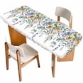 thumbnail image 1 of Floral Eucalyptus Leaves Table Cloths for 8 Foot Rectangle Tables, Summer Botanical Watercolor Daisy Patio Waterproof Elastic Fitted Tablecloths, Washable Rectangular Table Cover for Camping, 1 of 8