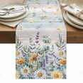 thumbnail image 1 of Floral Eucalyptus Leaves Table Runner - 90 Inch Long, Kitchen Dining Table Runner Dresser Scarves, Daisy Summer Botanical Wooden Farmhouse Decor for Coffee Tables Wedding Party Banquet, 1 of 8