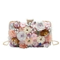thumbnail image 1 of Floral Evening Bag for Women Beaded Clutch Purse with Sequins & Rhinestone Wedding Party Handbag with Chains, 1 of 6