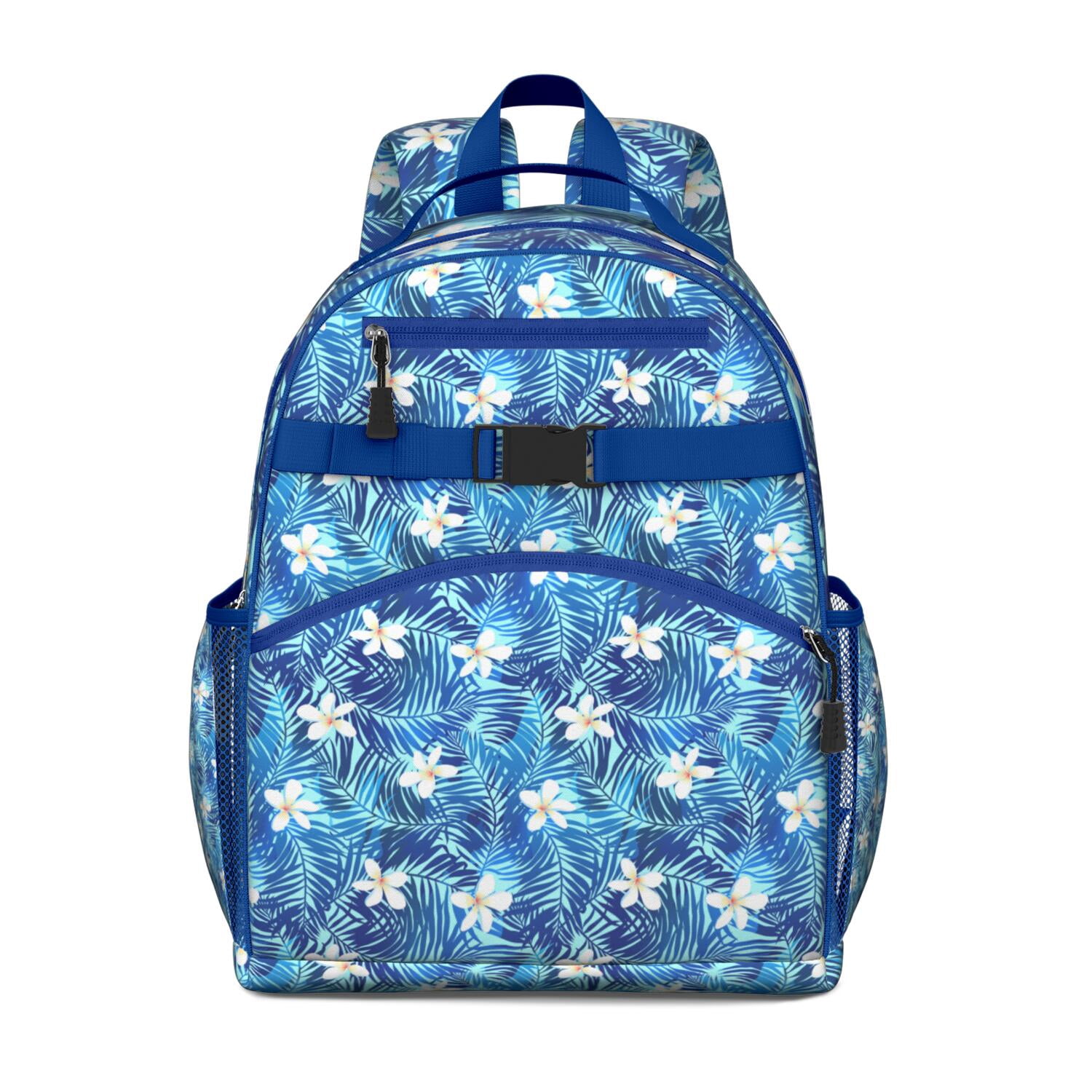 Floral Exotic Waterproof School Backpack - Spine-Protecting Book Bag with Chest Strap