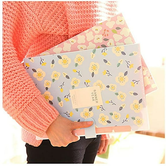 ​​Floral Expandable File Folder Document Sorter A4 Paper Organizer Portable File Cabinet with Labels​​
